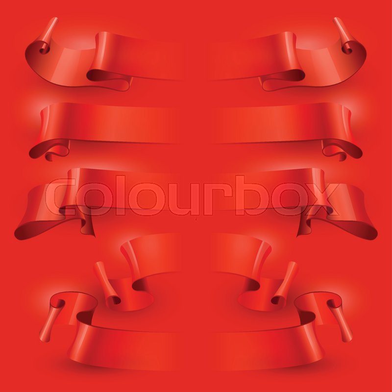 Vector ribbons set on a red background | Stock vector | Colourbox