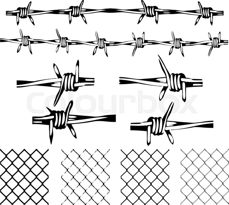 Barb Wire Fence Vector