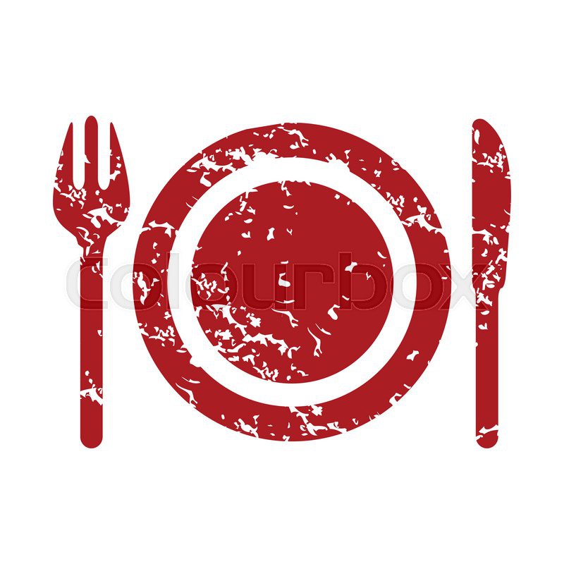 Red grunge dinner logo on a white | Stock vector | Colourbox