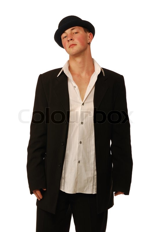 suit and a soft felt hat. | Stock image 
