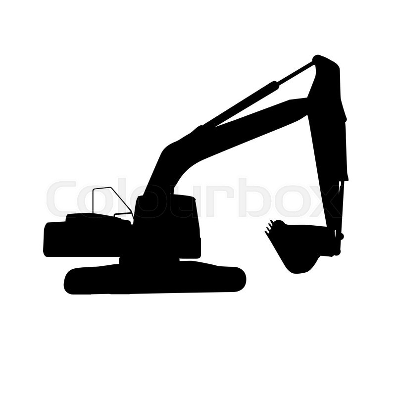Vector Illustration of Working Excavator. Isolated on White Background