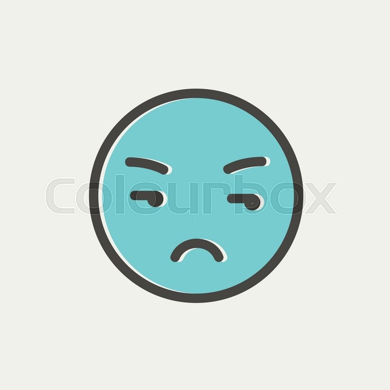 Unhappy face icon thin line for web and mobile, modern minimalistic flat design. Vector icon