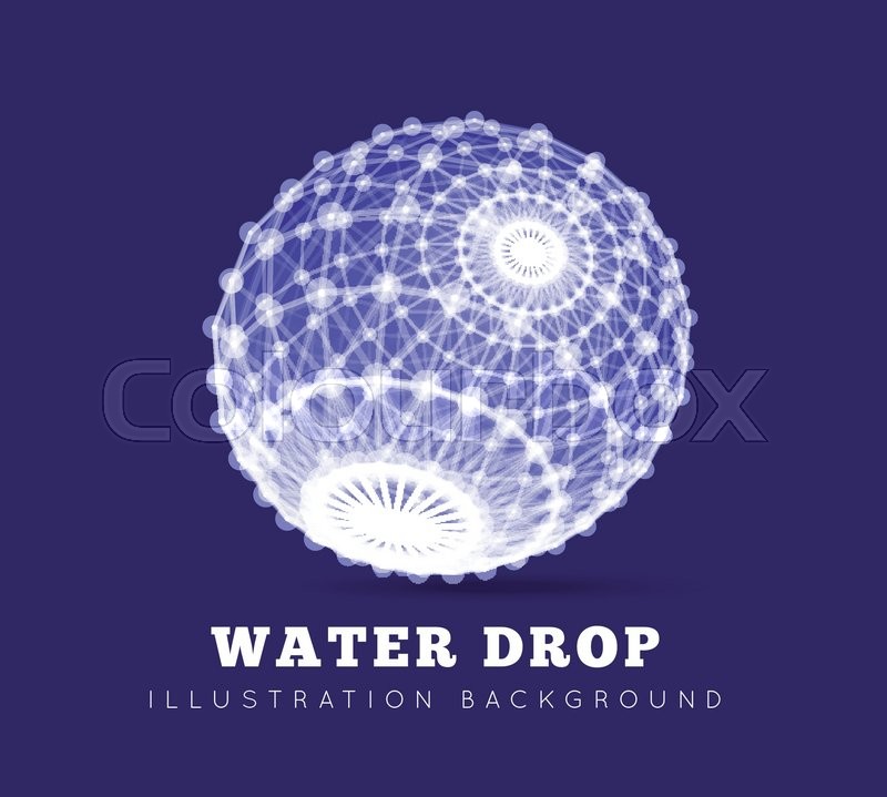 Spherical drop of water on a blue Stock vector Colourbox