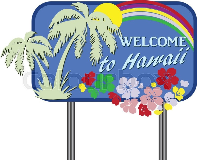 Stylized road sign to Hawaii. Stock vector Colourbox