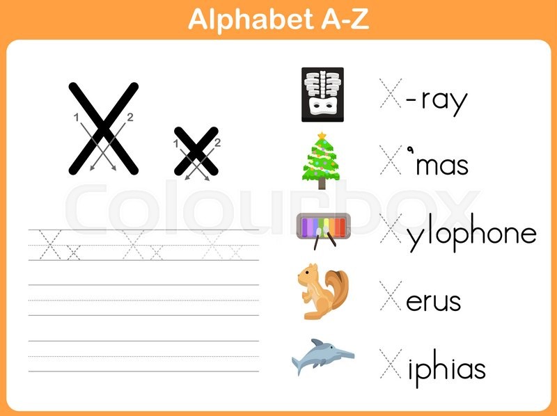 practice worksheet letters writing kindergarten for Stock Writing Vector  A Z Tracing  Alphabet Worksheet: