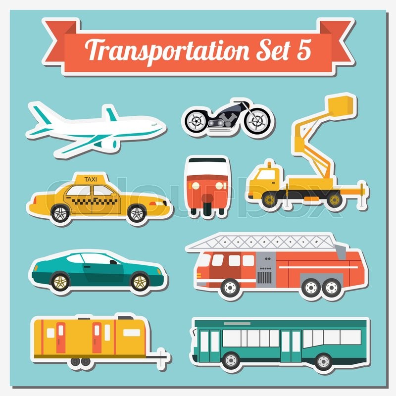 Set of all types of transport icon Stock vector Colourbox
