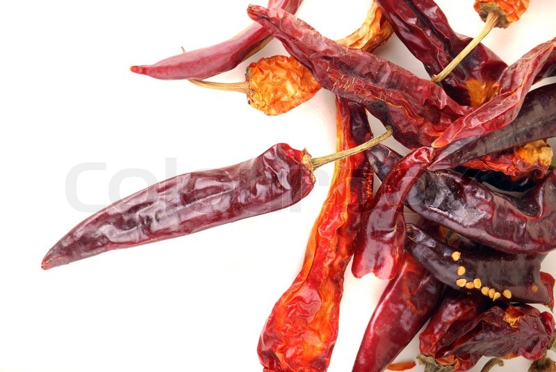 Bitter pepper of red colour dry on a Stock image Colourbox