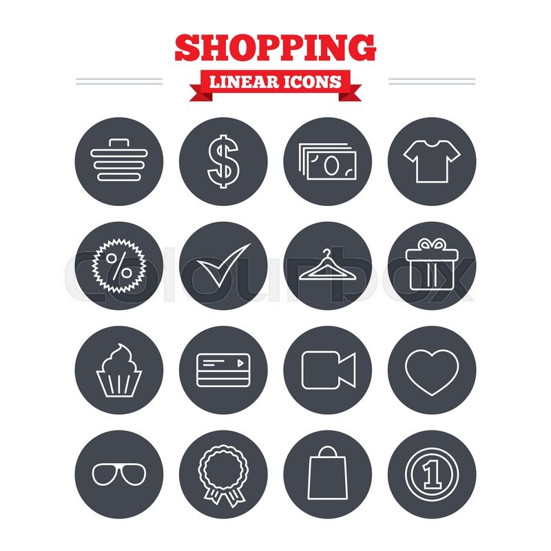 Shopping Linear Icons Set Shopping Stock Vector - 