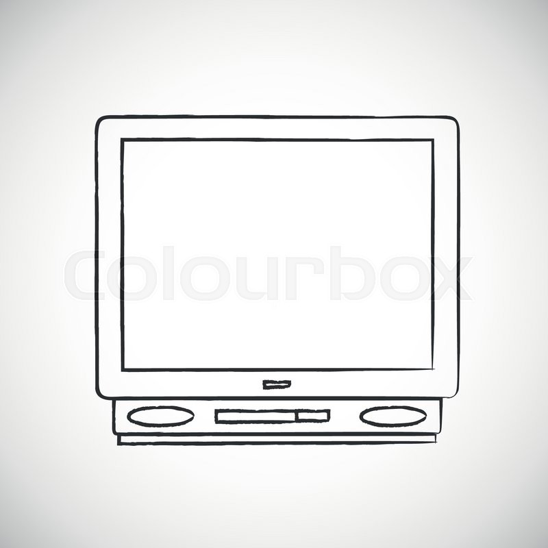 Hand drawn retro TV, sketch vector ... | Stock vector | Colourbox