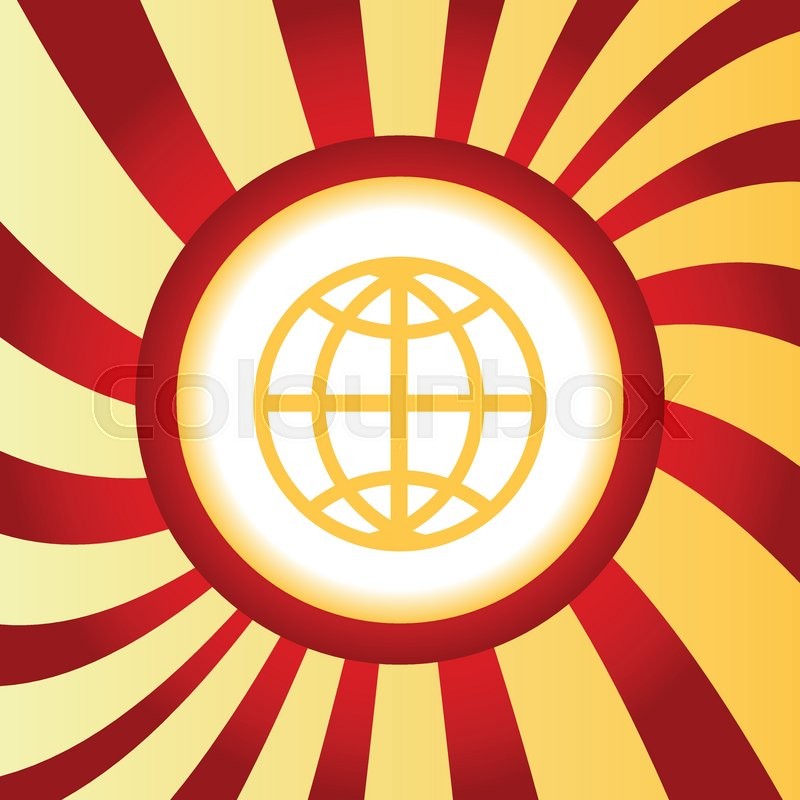 Yellow icon with image of globe Stock vector Colourbox