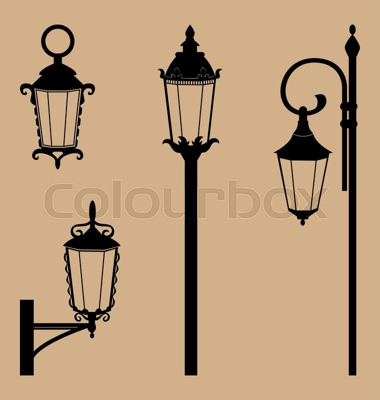 Set of black lanterns isolated on | Stock vector | Colourbox
