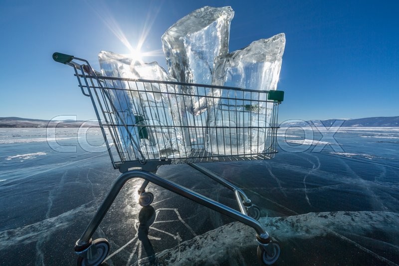 Shopping Trolley Full Of Clear Ice On A Stock Image Colourbox