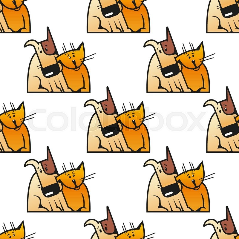 Cartoon Cat And Dog Seamless Pattern Stock Vector Colourbox