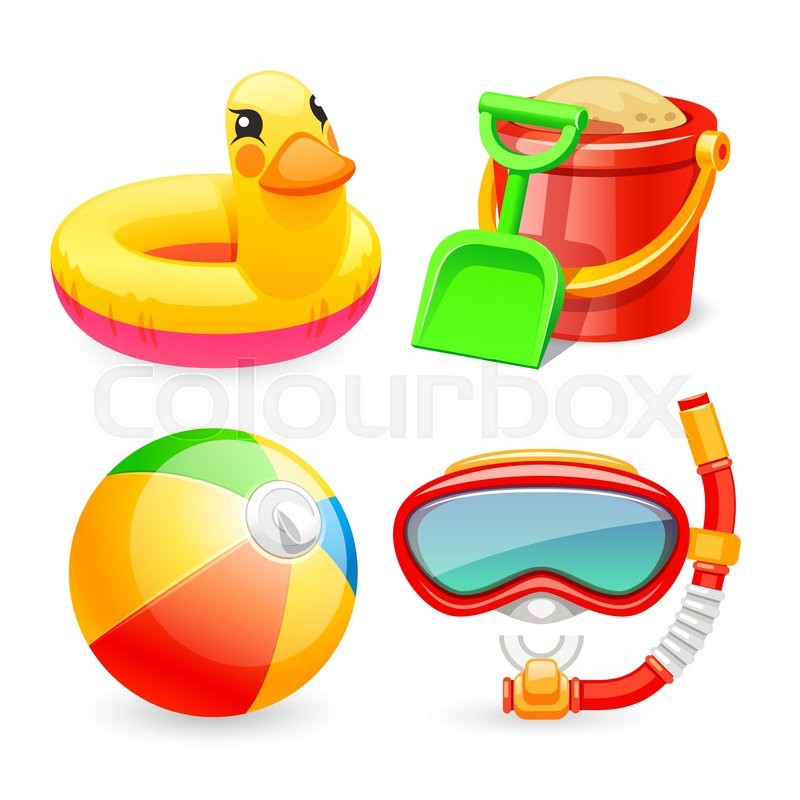 Colorful Beach Toys Icons Set for Your ... | Stock vector | Colourbox