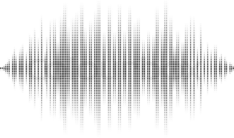 waveform background isolated black and white halftone vector sound