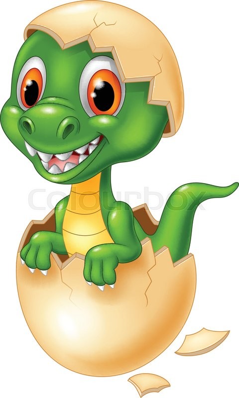 Vector illustration of Cute dinosaur cartoon hatching | Stock Vector