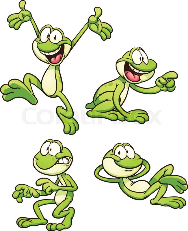 Cartoon frog in different poses. Stock vector Colourbox