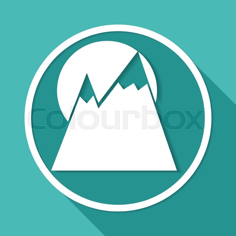 Mountain icon on white circle with a ... | Stock vector | Colourbox