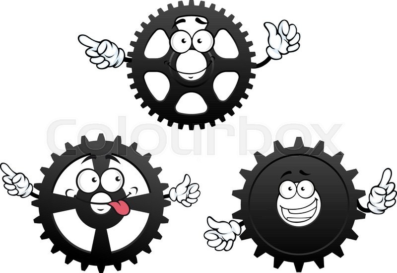 Funny Mechanical Gears Cartoon Stock Vector Colourbox