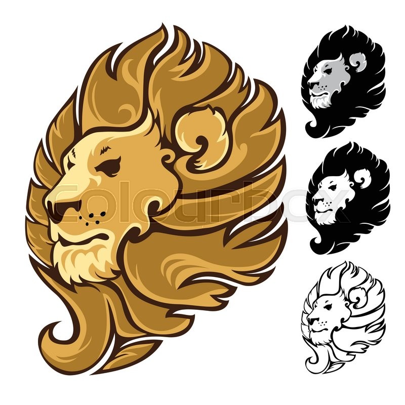 Lion head symbols for logo, emblem or Stock vector Colourbox