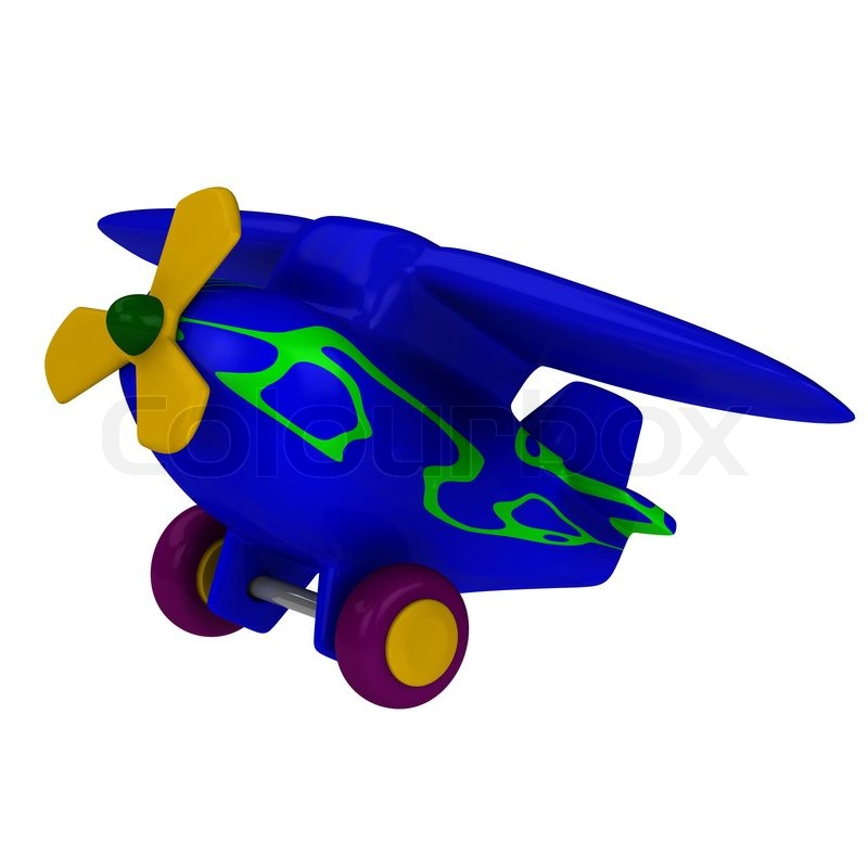 3D toy blue airplane isolated on white | Stock Photo | Colourbox