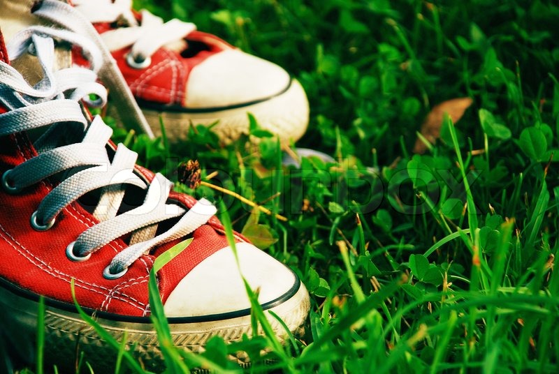 Summer shoes in grass Stock image Colourbox