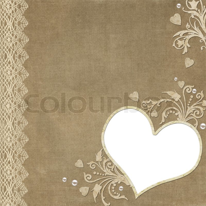 Vintage Elegant Heart Frame With Lace And Pearl Vintage Elegant Heart Frame With Lace And Pearl
