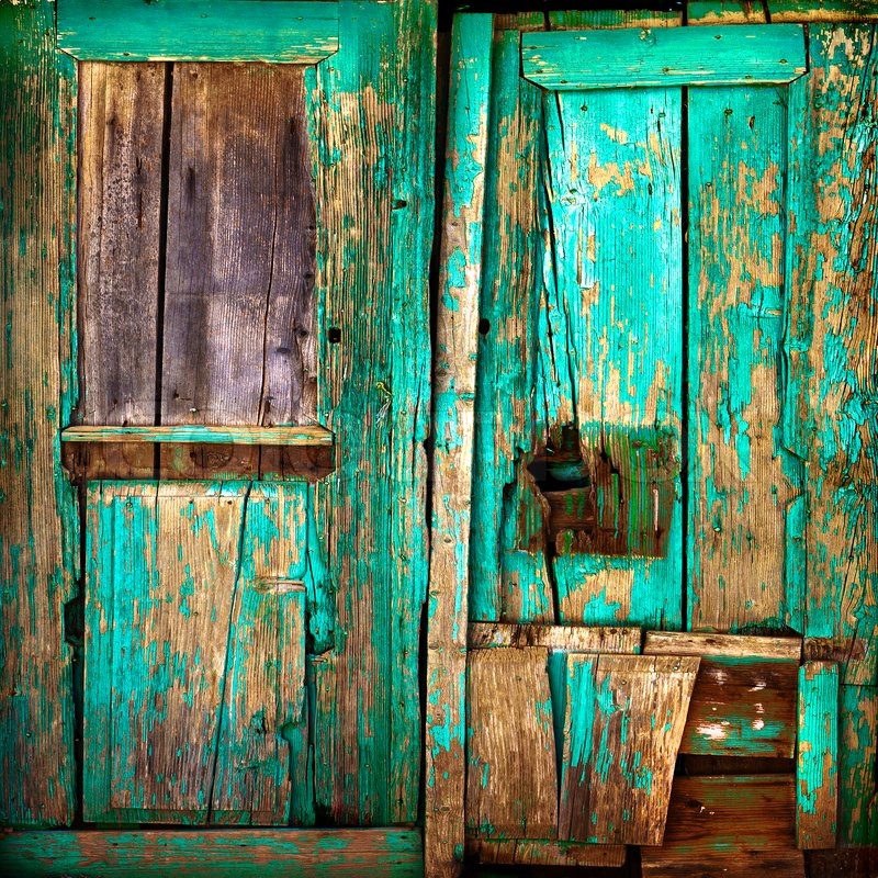 Old Wooden Door Old Painted Wooden Stock Image