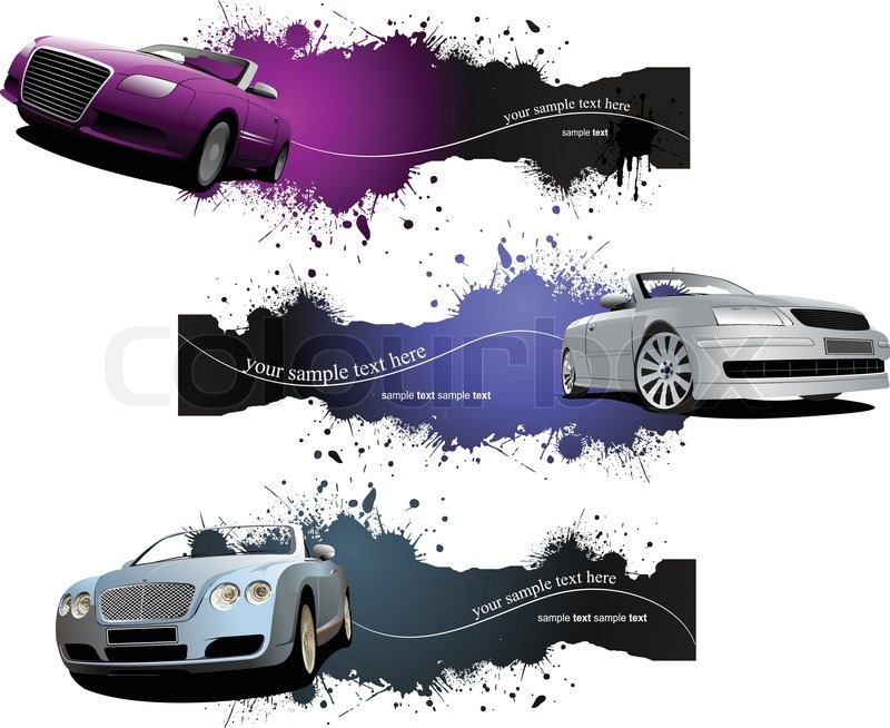 Three Grunge Banners With Cars Vector Stock Vector Colourbox
