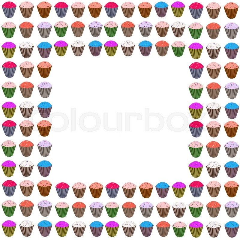 Frame with colorful cupcakes in vector | Stock vector | Colourbox