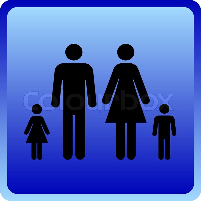 Vector Man & Woman icon with children ... | Stock vector | Colourbox