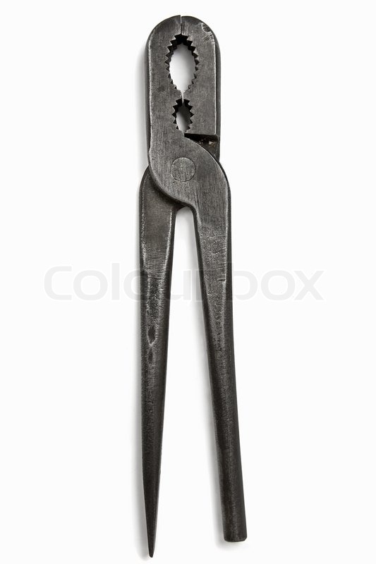 Vintage gas burner pliers over white Stock image Colourbox
