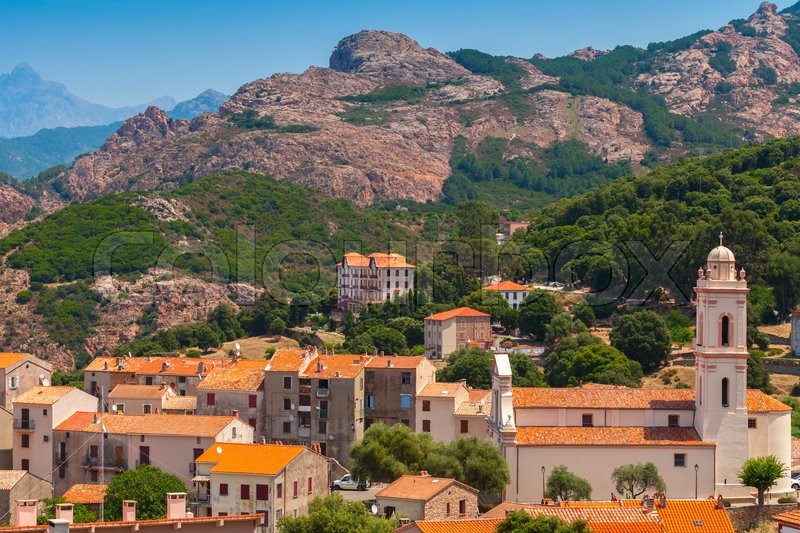 Small Corsican Village Landscape Old Stock Image Colourbox