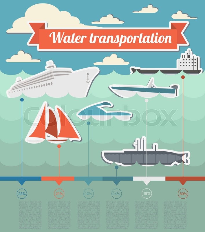 Water transport infographics elements. ... | Stock vector | Colourbox
