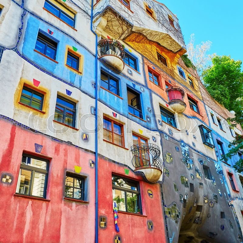 Scenic view of Hundertwasser house in Stock image Colourbox