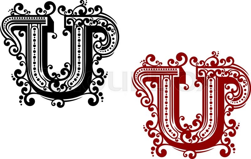 Ornamental capital letter U in vintage ... | Stock vector | Colourbox