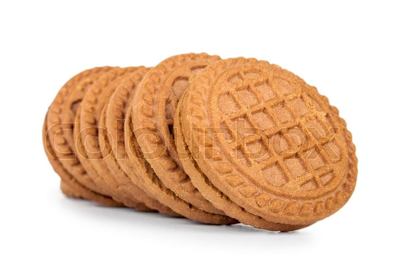 Filled cream cookies isolated on white | Stock image | Colourbox