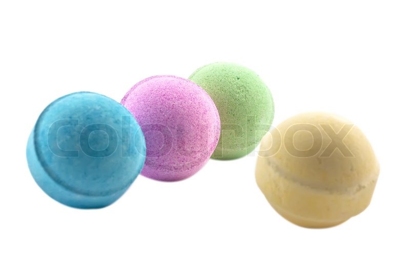Bath bombs, isolated on the white ... | Stock Photo | Colourbox