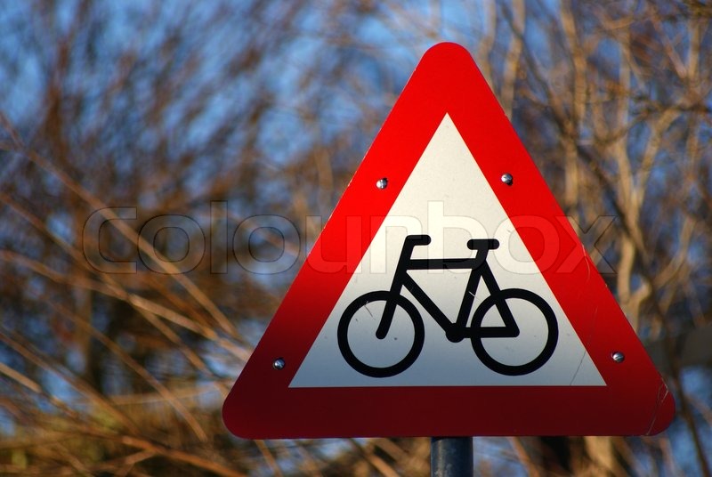 Road Sign Bicycle Triangle Stock Image Colourbox