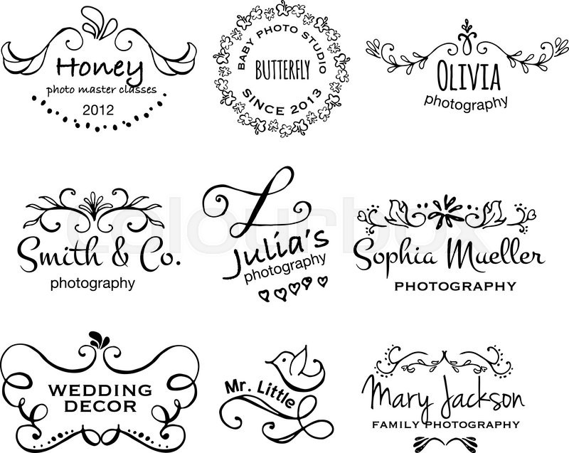 vector collection of photography hand drawn logo templates wedding butterfly labels templates