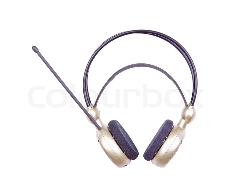 Wireless headphones with antenna isolated over white Stock Photo