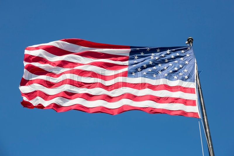 The us flag is on
