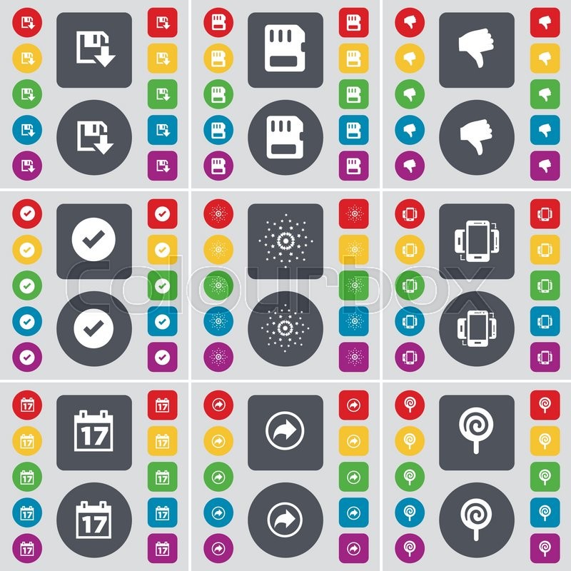 Floppy Sim Card Dislike Tick Star Stock Vector Colourbox