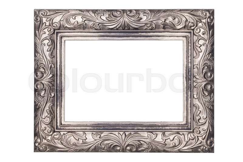 Antique silver frame isolated on white Stock image Colourbox