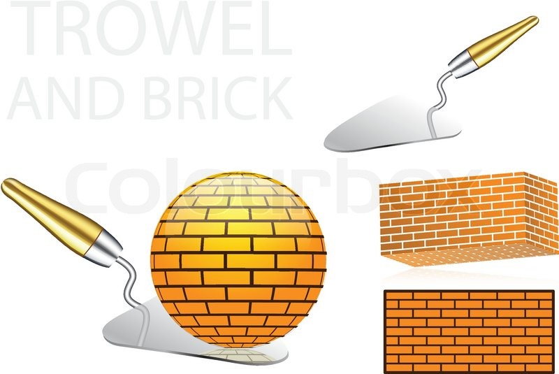 Trowel and bricks illustrations with Stock vector Colourbox