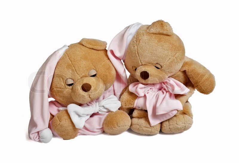 isolated teddy bear couple sitting at white background couple in