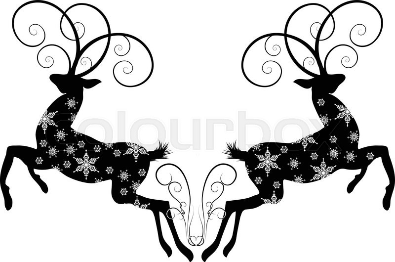 Red christmas deer with snowflakes, ... | Stock vector | Colourbox