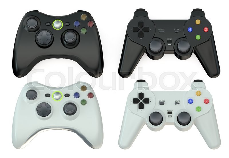 Set of gamepads isolated on white ... | Stock image | Colourbox