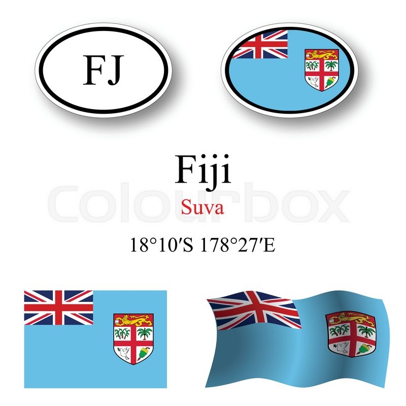 Fiji Icons Set Against White Stock Vector Colourbox