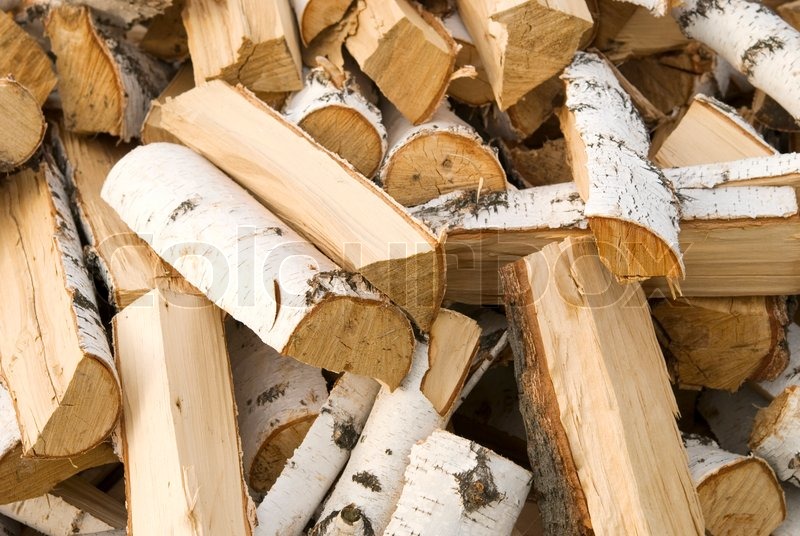 pile of a birch firewood | Stock image | Colourbox